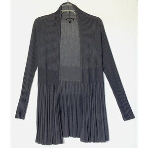 Eileen Fisher Gray Pleated Knit Long Sleeve Casual Open Front Cardigan